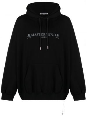 Kokvilnas kapučdžemperis ar apdruku Mastermind World melns