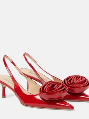 Pantofi cu toc din piele cu model floral slingback Blumarine roșu