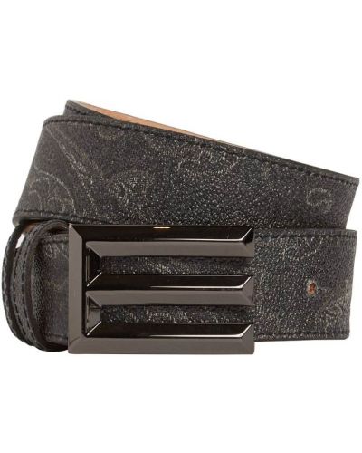 Etro | Hombre Cinturón De Algodón Con Estampado Paisley 3.5cm Negro 100