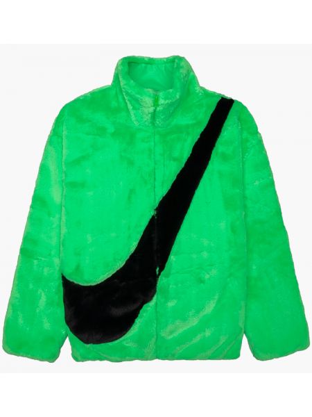 Куртка с мехом оверсайз Nike зеленая