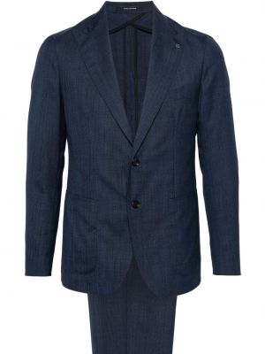 Kostkovaný vlněný oblek Tagliatore modrý