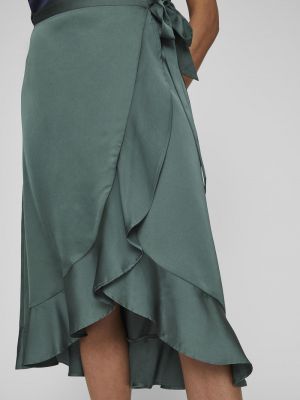 Атласная юбка с запахом Vila зеленая