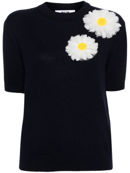 Плетена тениска на цветя Msgm синьо