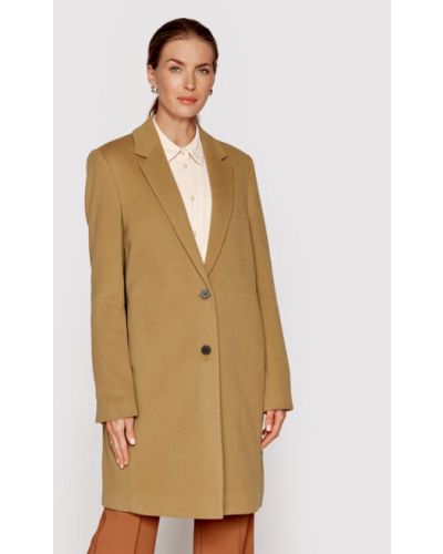Palton de lână Calvin Klein maro