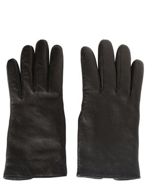 Rękawiczki skórzane z kaszmiru Saint Laurent czarne