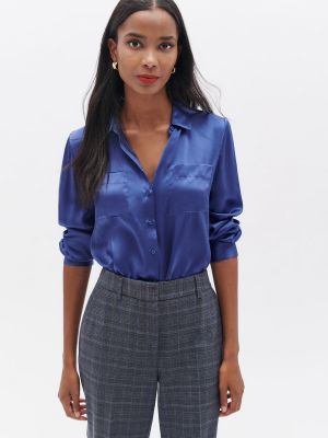 Женская рубашка с длинным рукавом из шелка Caroll, индиго