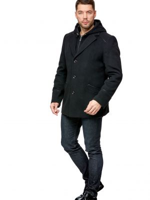 Текстильное пальто с капюшоном мосмеха, черное