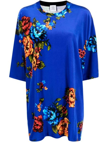 Блуза на цветя с принт Vetements синьо