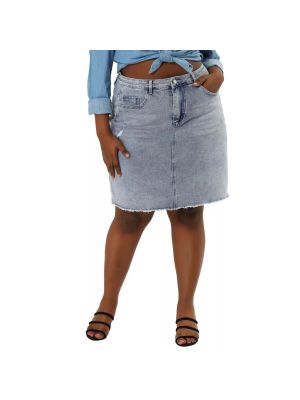 Рваная джинсовая юбка с вышивкой Agnes Orinda синяя