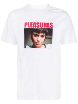 Памучна тениска Pleasures бяло
