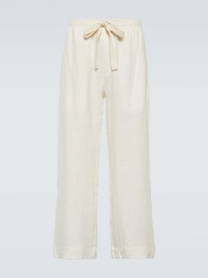 Lniane spodnie relaxed fit Commas białe