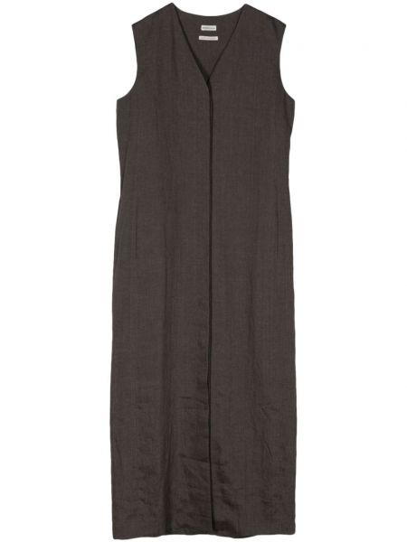 Lanena obleka z naramnicami Hermès Pre-owned siva