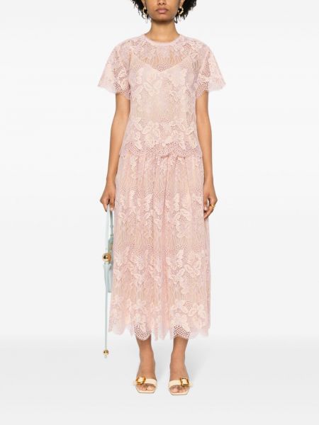 Krajkové midi sukně Zimmermann růžové