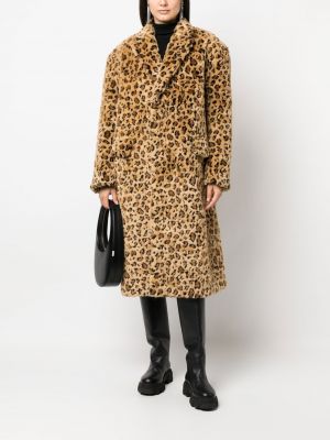 Manteau de fourrure à imprimé à imprimé léopard Junya Watanabe marron