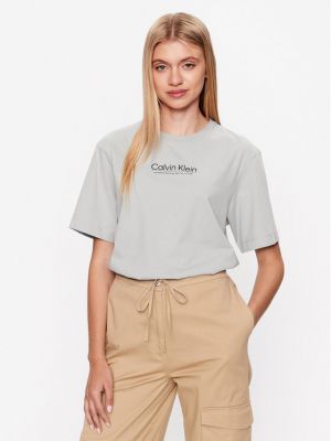 Voľné priliehavé tričko Calvin Klein sivá