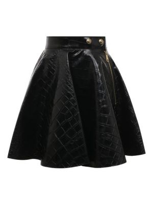 Джинсовая юбка из искусственной кожи Versace Jeans Couture черная