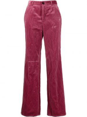 Βελούδινο παντελόνι με κέντημα Dsquared2 ροζ