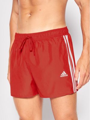 Prugaste klasične hlače Adidas crvena