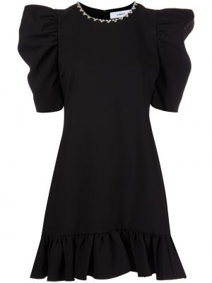 Mini šaty na zip z polyesteru s balonovými rukávy Likely - černá