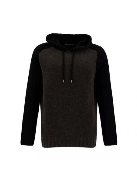 Футболка and grey hooded bi-color sweater in wool ble La Fileria черный