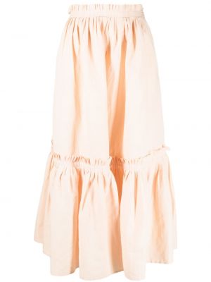 Hedvábné plisovaná sukně s volány Ulla Johnson - oranžová