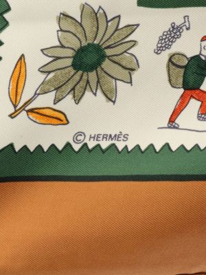 Echarpe en soie Hermès marron