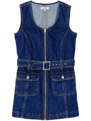 Bavlněné mini šaty bez rukávů na zip Re/done - modrá