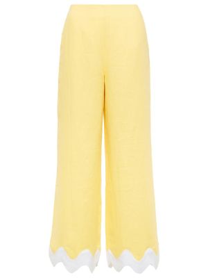Pantaloni cu talie înaltă de in Staud galben
