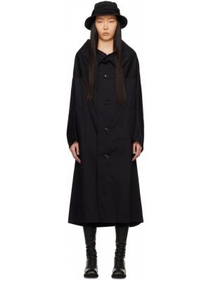Черное длинное пальто-накидка Y'S