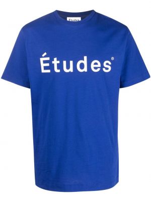 T-shirt en coton à imprimé Etudes bleu