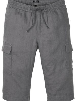Льняные шорты карго без шнуровки Bpc Bonprix Collection серые