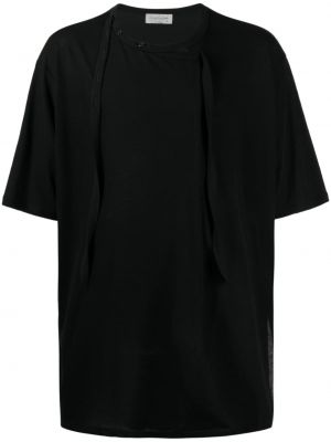 Kokvilnas t-krekls ar pogām Yohji Yamamoto melns