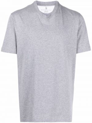T-shirt con scollo a v Brunello Cucinelli grigio