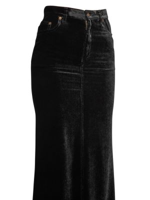 Zamatová dlhá sukňa Saint Laurent čierna