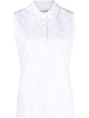 Памучна поло тениска без ръкави Lacoste бяло