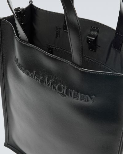 Кожени шопинг чанта Alexander Mcqueen черно