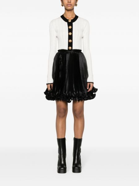 Plisované saténové mini sukně Balmain černé