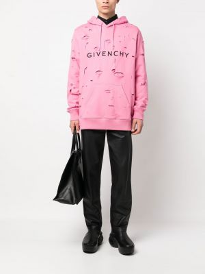 Bluza z kapturem z przetarciami z nadrukiem Givenchy