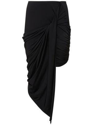 Viskózové saténové midi sukně jersey Mugler černé
