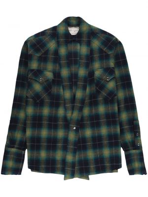 Bombažna srajca s karirastim vzorcem Greg Lauren zelena