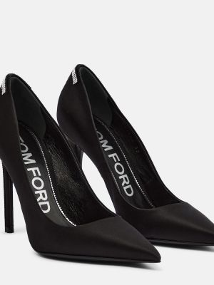 Pantofi cu toc din satin de cristal Tom Ford negru