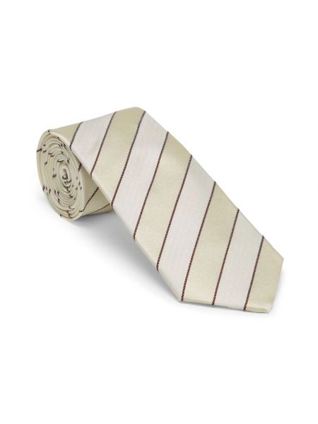 Corbata de seda a rayas Brunello Cucinelli beige