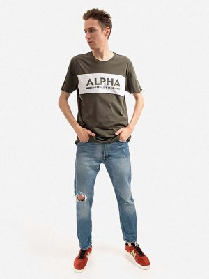 Pamučna majica Alpha Industries zelena