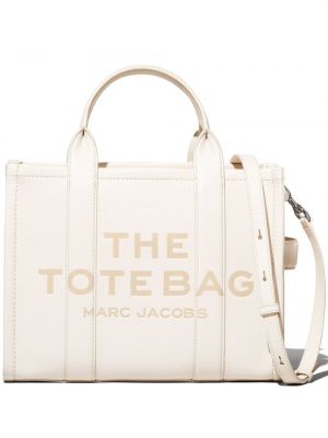 Kožená kožená nákupná taška Marc Jacobs biela