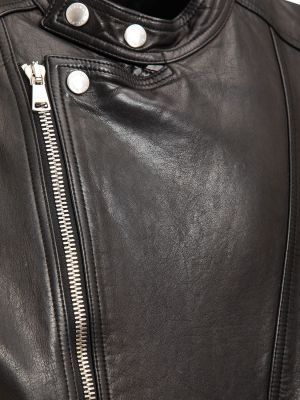 Kožená bunda Balmain čierna