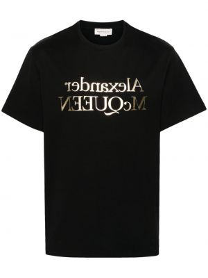 Kokvilnas t-krekls ar apdruku Alexander Mcqueen melns