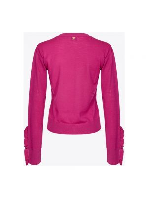 Sweter z falbankami z długim rękawem Pinko różowy