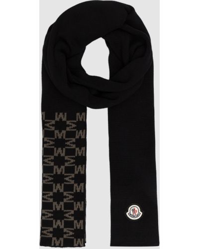 Черный шарф с принтом Moncler