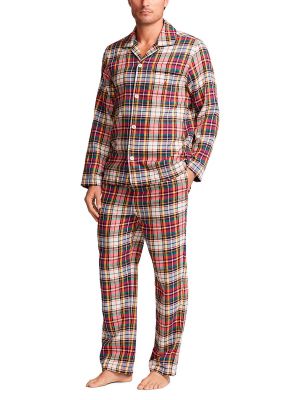 Pijama de algodón a cuadros Polo Ralph Lauren granate