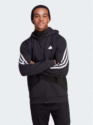 Dryžuotas džemperis su gobtuvu Adidas juoda